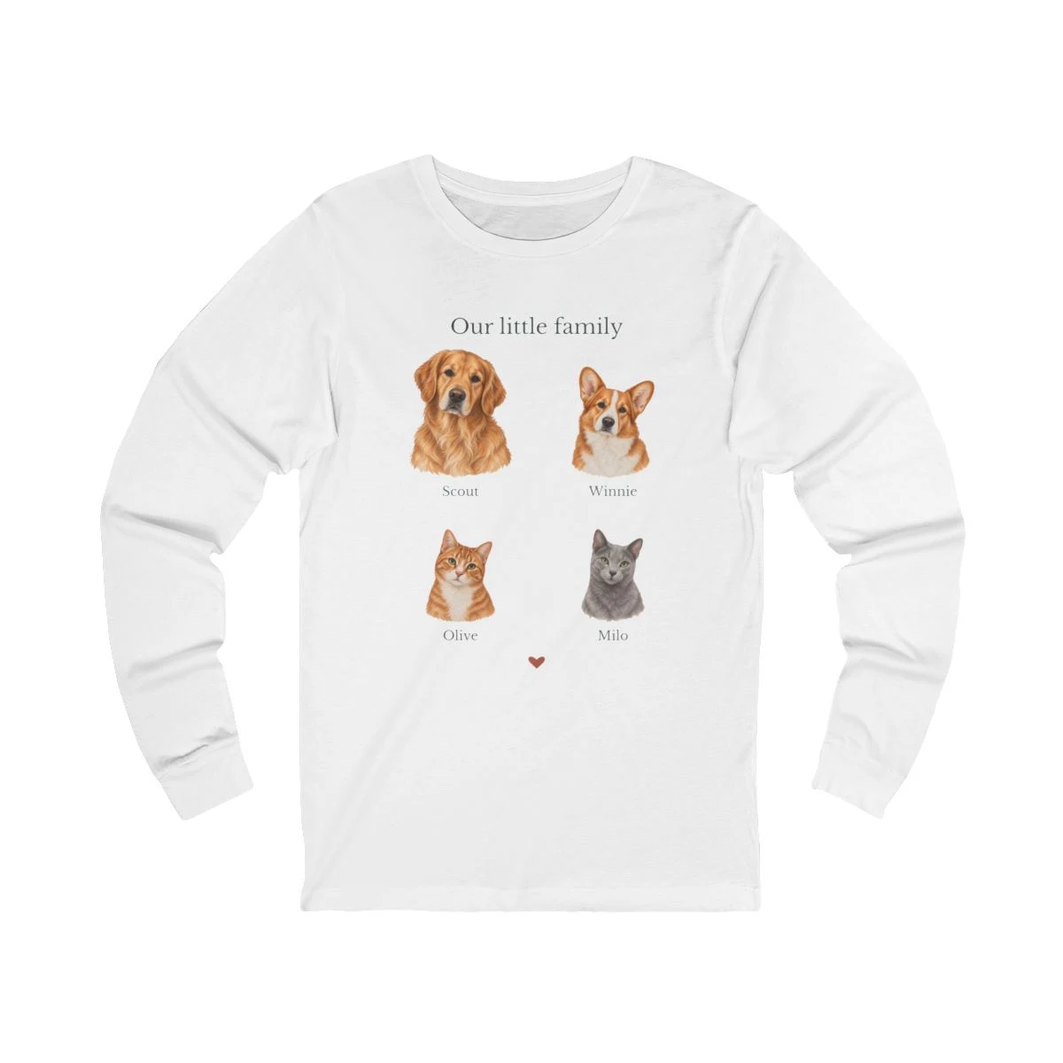 Whole Family Long Sleeve Tee with example pet artwork